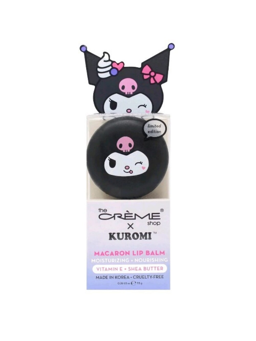 The Crème Shop x Kuromi Macaron Lip Balm - Black & Pink